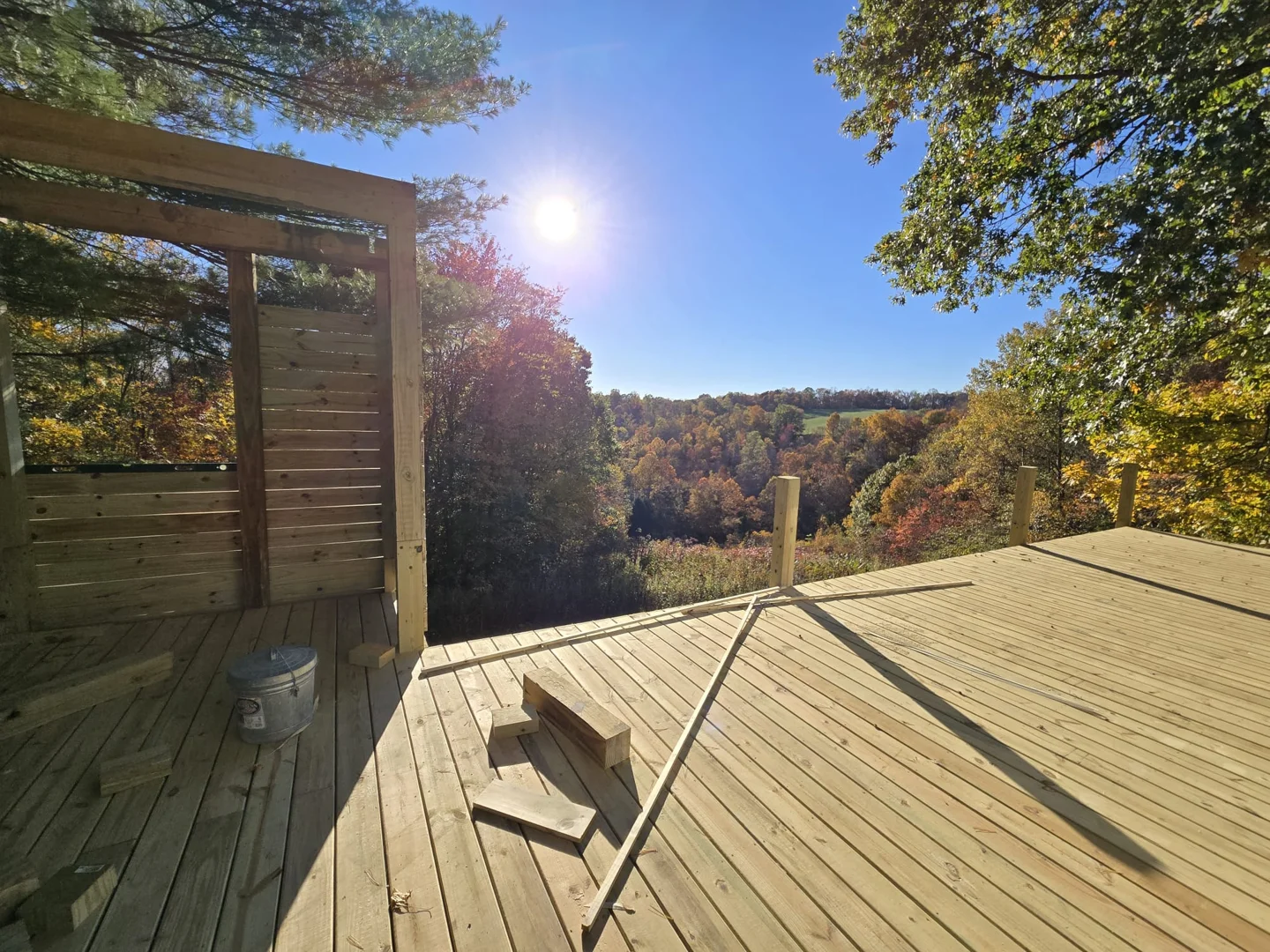 Deck with a woodland view